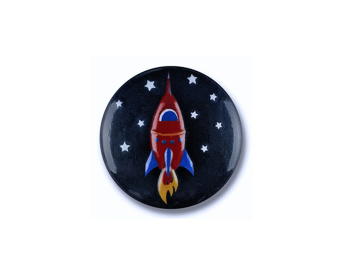 Kinderknopf SPACESHIP, Rakete im Weltall, Dill Knopf