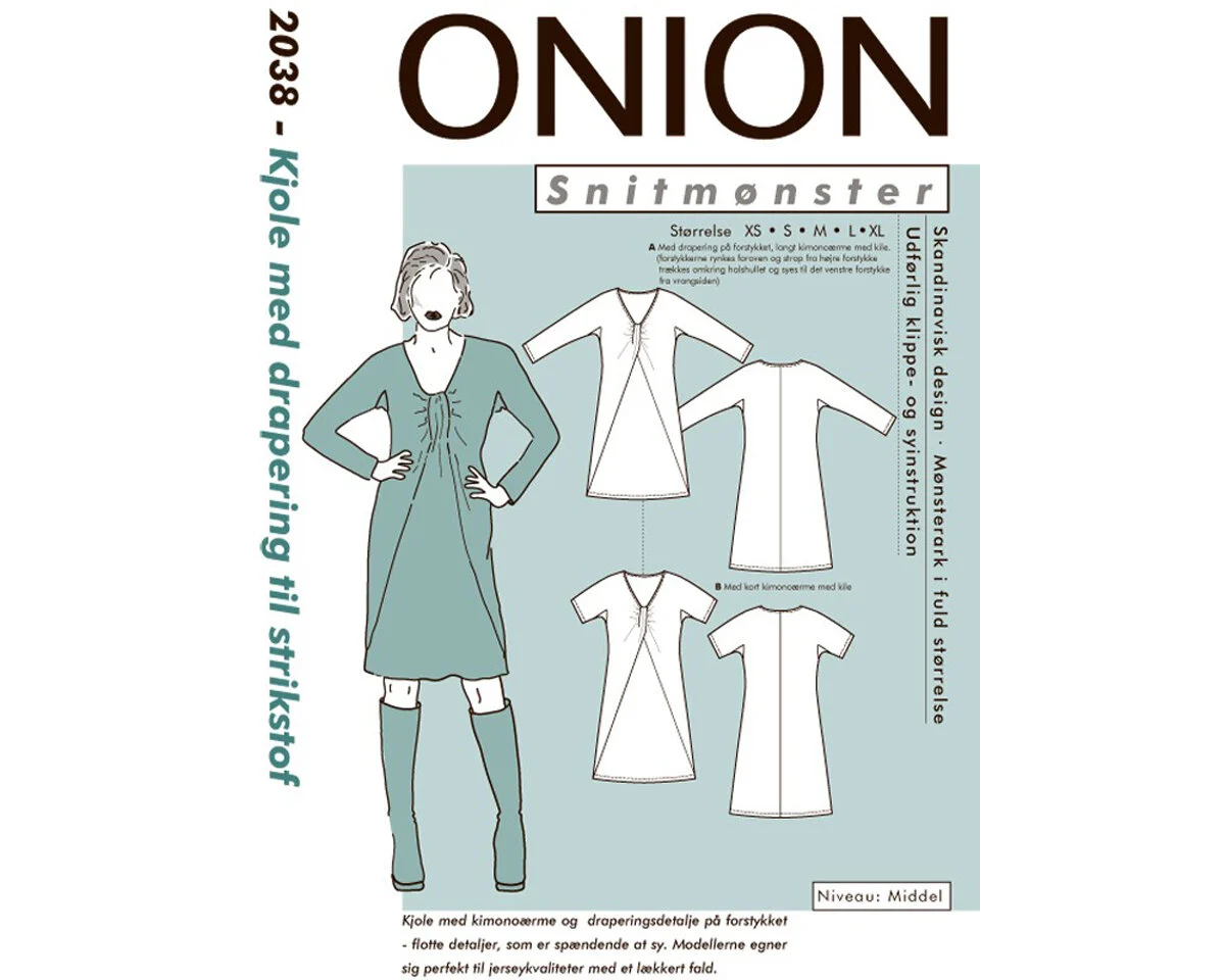 Kleid mit Ausschnitt-Drapierung, Schnittmuster ONION 2038