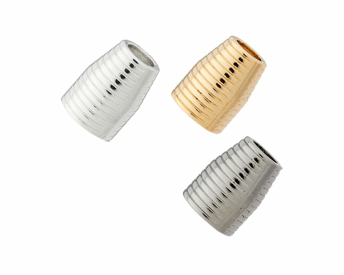 Kordelende aus Metall, geriffelt, 5 mm Durchlass, Union Knopf