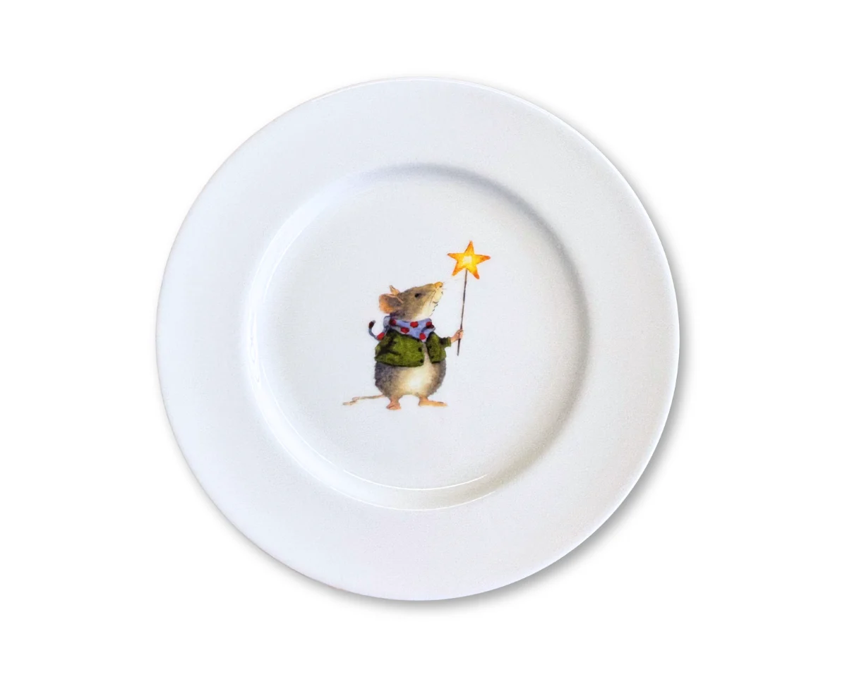 Kuchenteller MR. MAUS, Maus mit Sternenlaterne, Acufactum