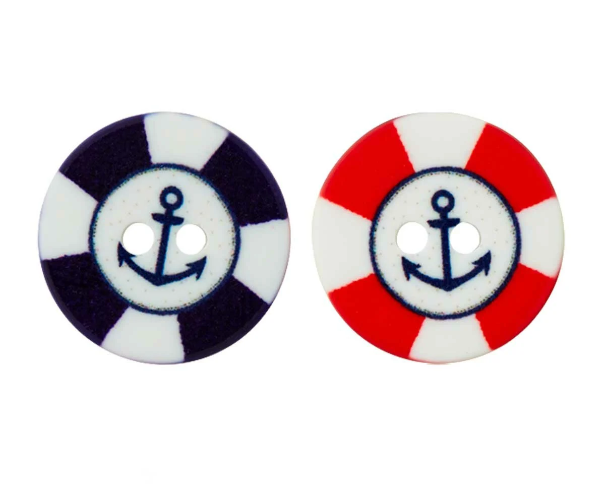Kunststoffknopf mit Anker und Schwimmreifmotiv, Union Knopf