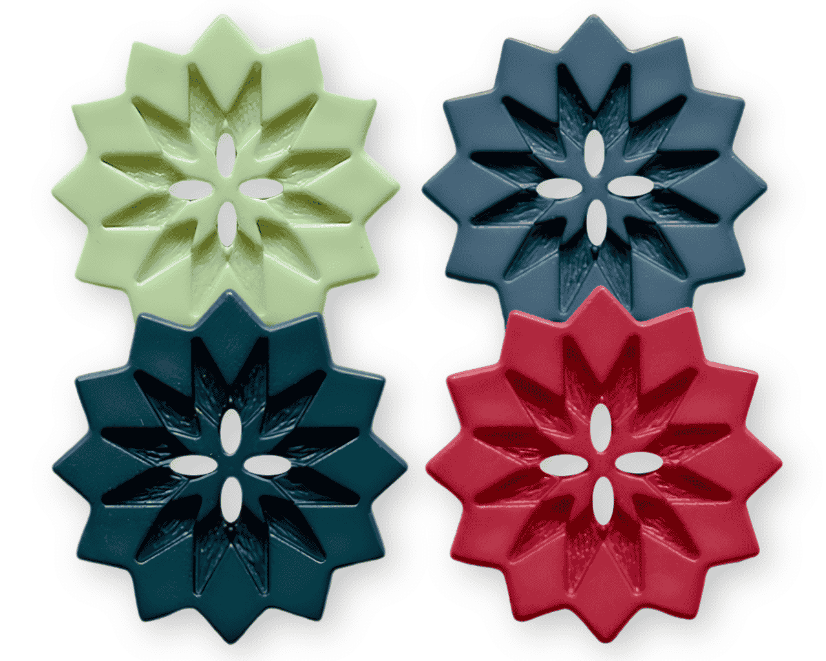 Kunststoffknopf POLARSTERN, Blume, 4 Farben, Dill Knopf