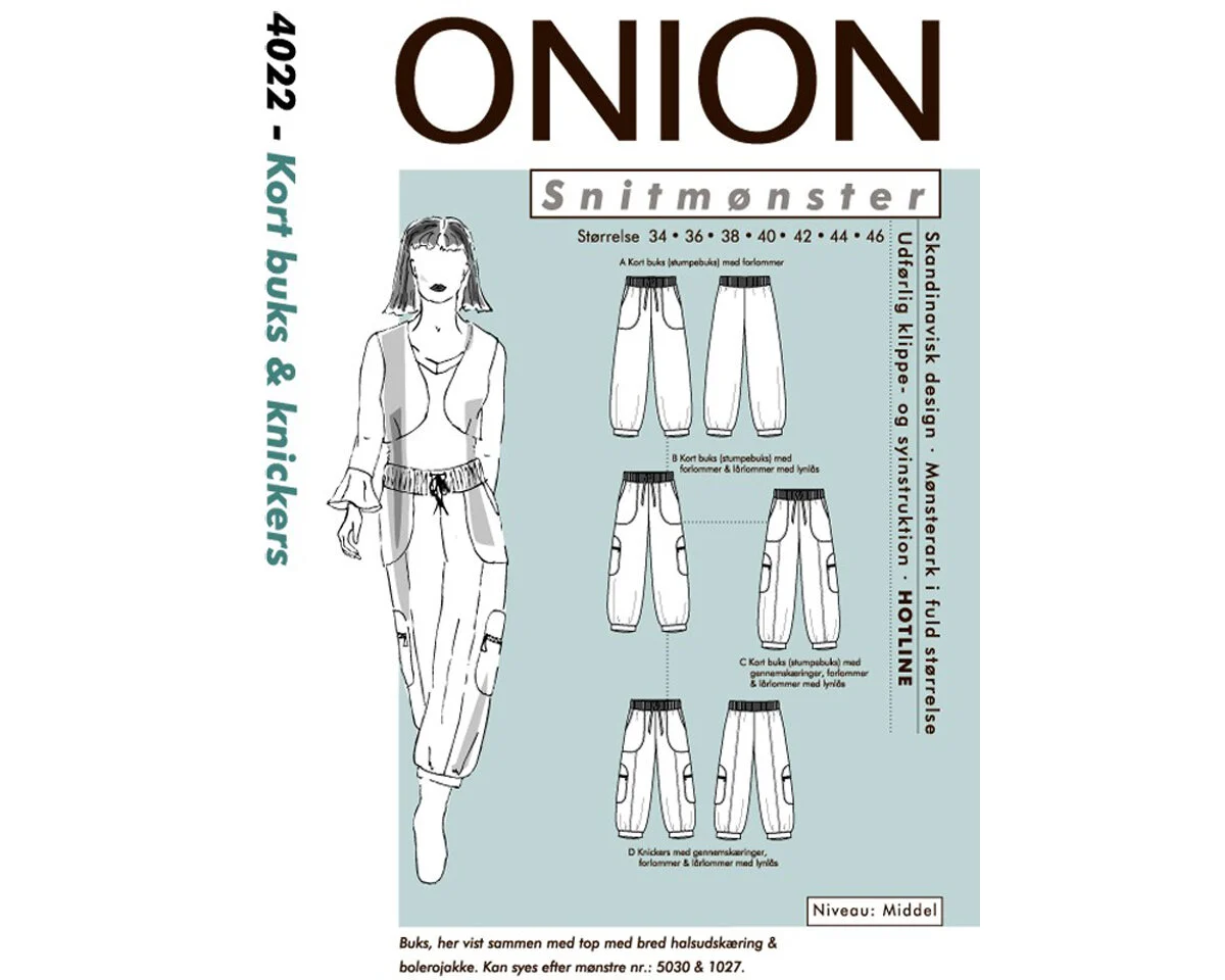 Lässige Dreiviertelhose, Schnittmuster ONION 4022