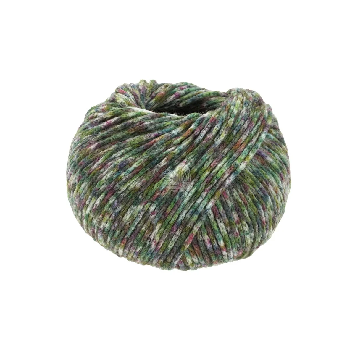 Lana Grossa - Cool Merino Print 0103 dunkelgrün gelbgrün graugrün brombeer