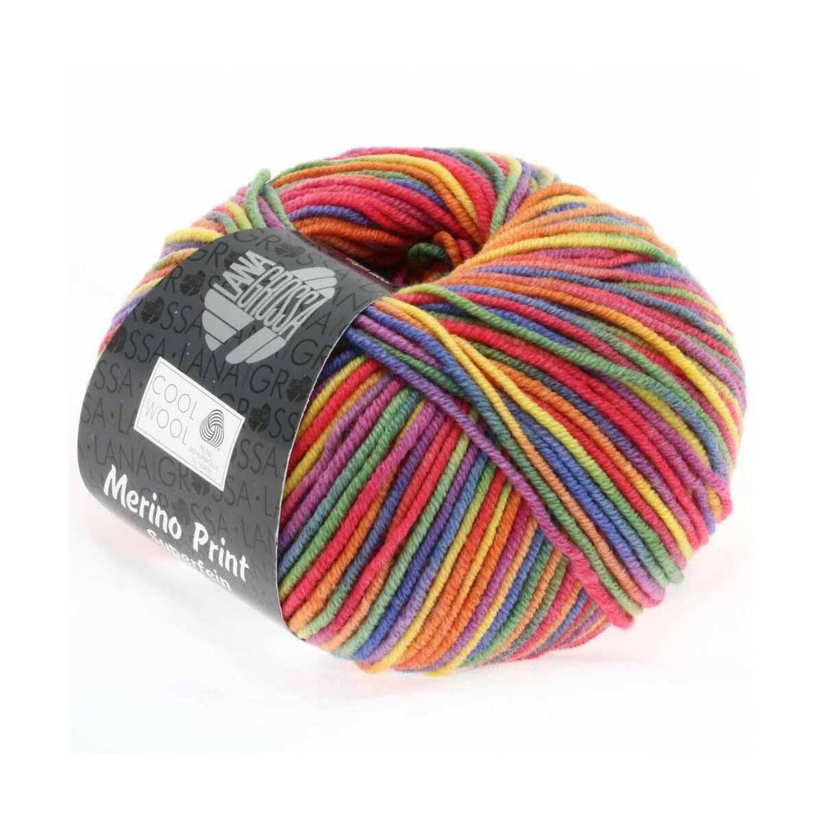 Lana Grossa - Cool Wool Print 0703 lila grün himbeer orange gelb blau
