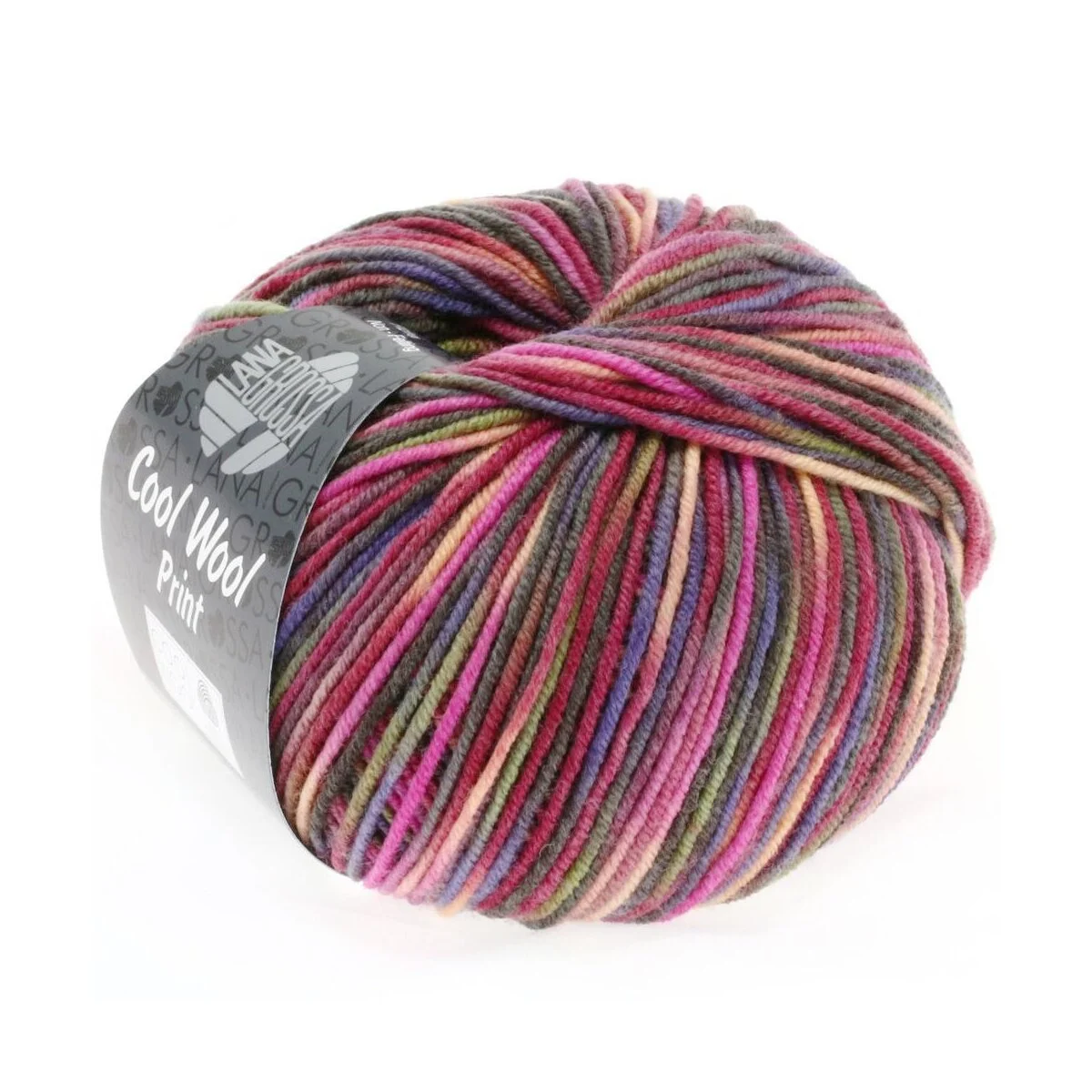 Lana Grossa - Cool Wool Print 0749 weinrot pink oliv blauviolett lachs mokka