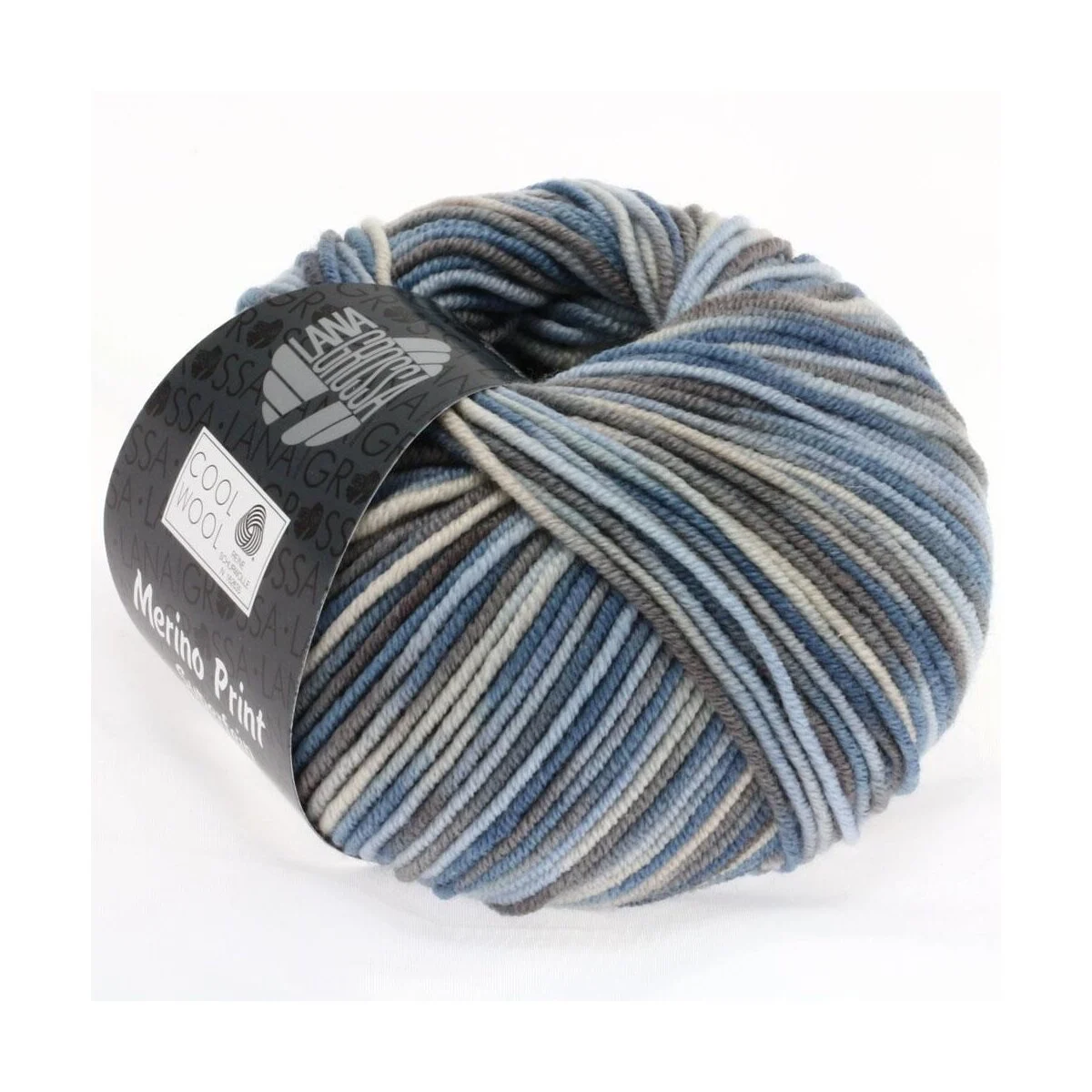 Lana Grossa - Cool Wool Print 0763 hellblau grège graubraun blaugrau