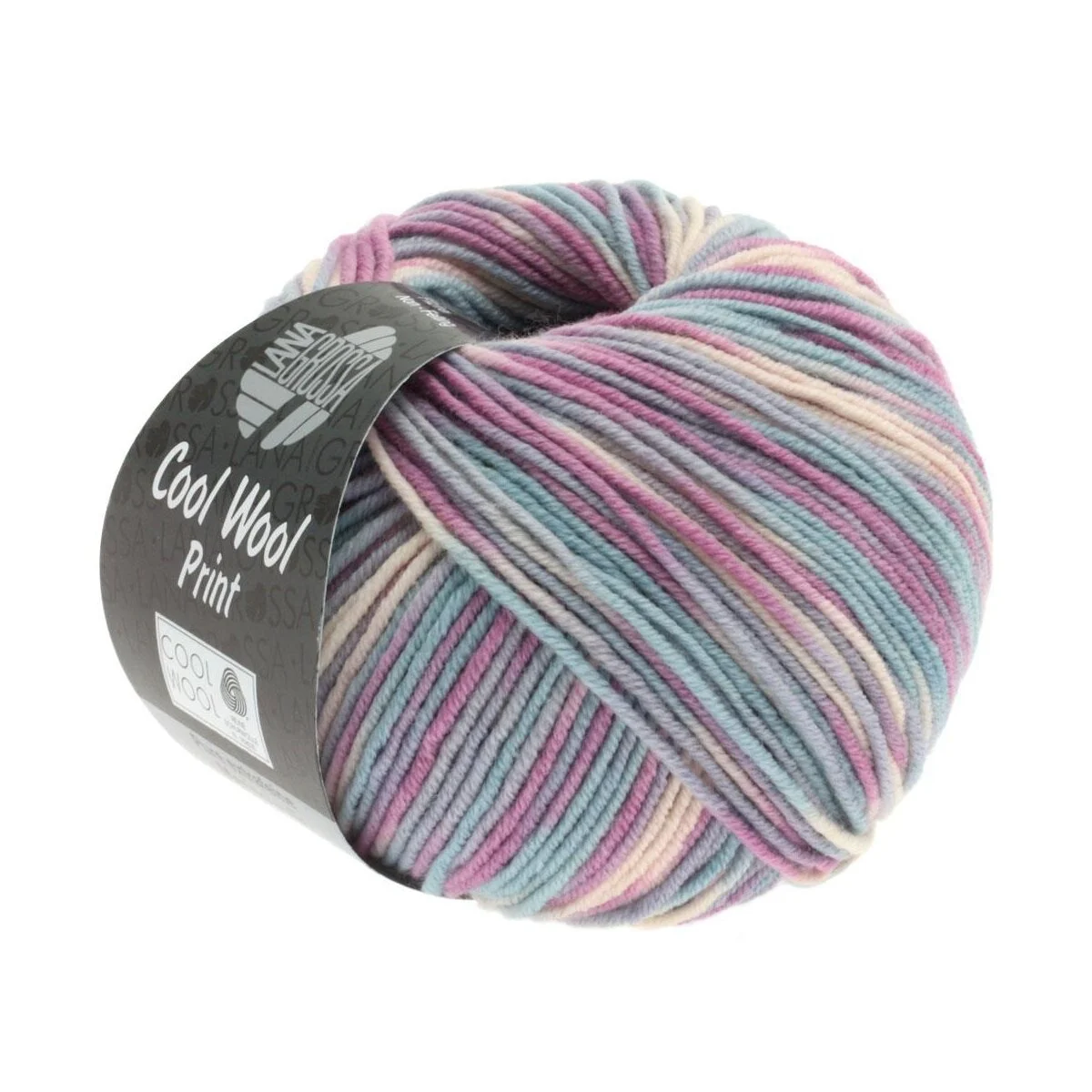 Lana Grossa - Cool Wool Print 0792 silbergrau mint flieder blassrosa