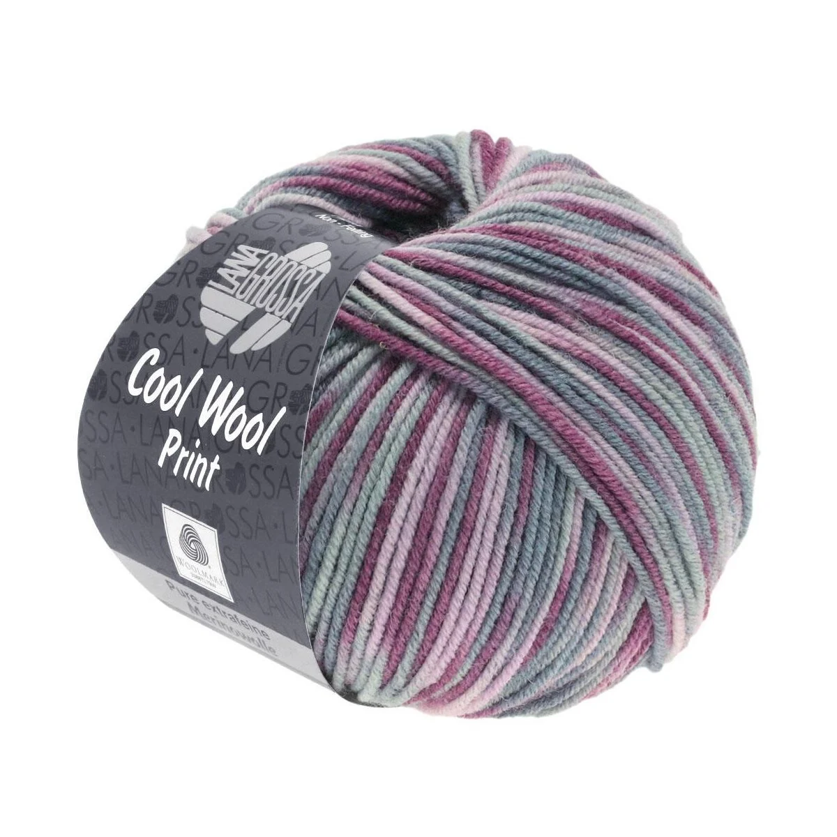 Lana Grossa - Cool Wool Print 0815 antikviolett altrosa hellgrau mittelgrau