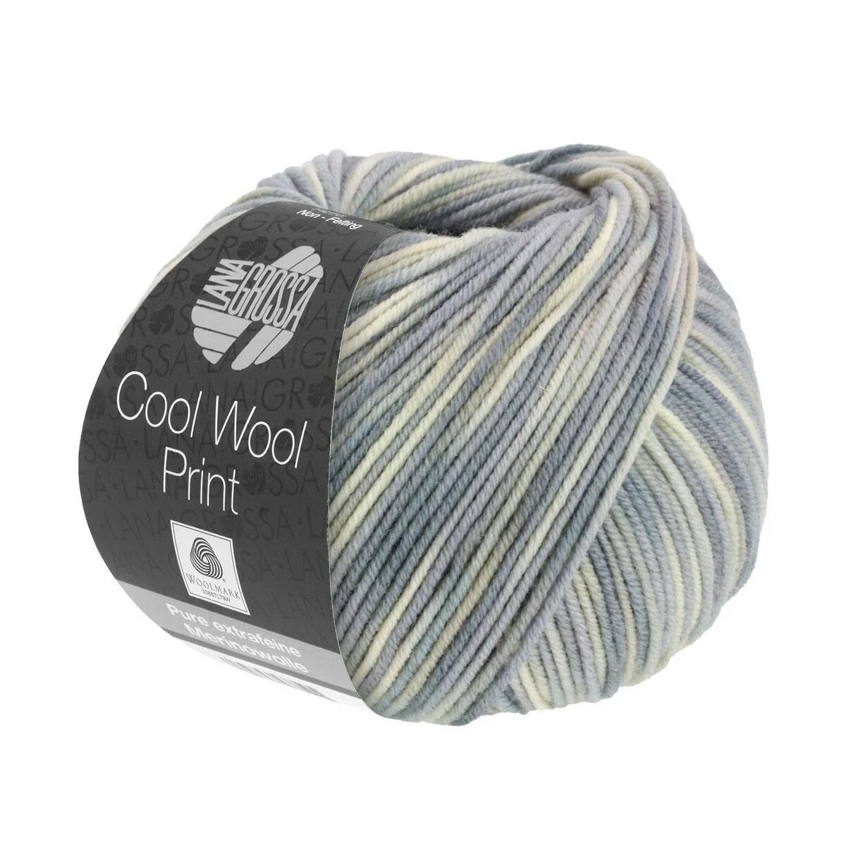 Lana Grossa - Cool Wool Print 0829 rohweiß silbergrau hellgrau grau