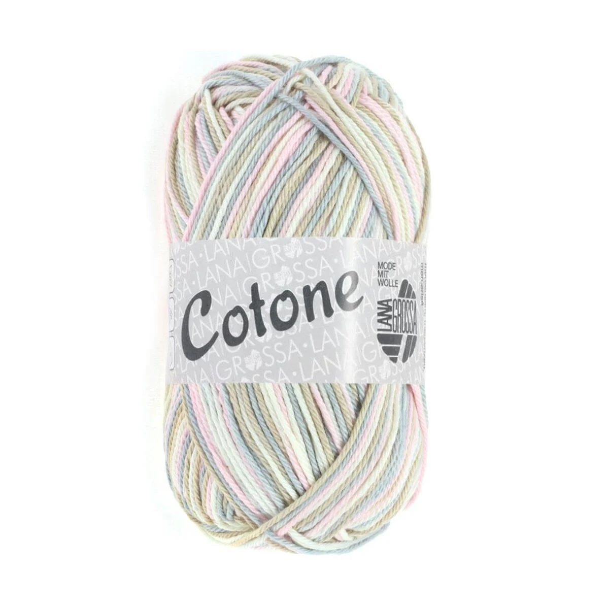Lana Grossa - Cotone Print 0315 weiß rosè beige silbergrau