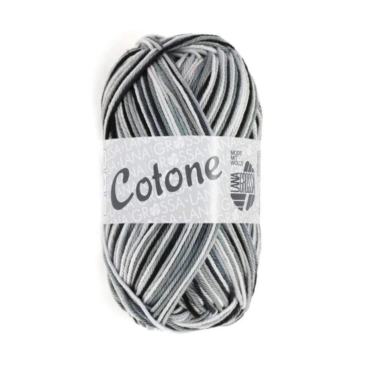 Lana Grossa - Cotone Print 0317 weiß silbergrau dunkelgrau schwarz