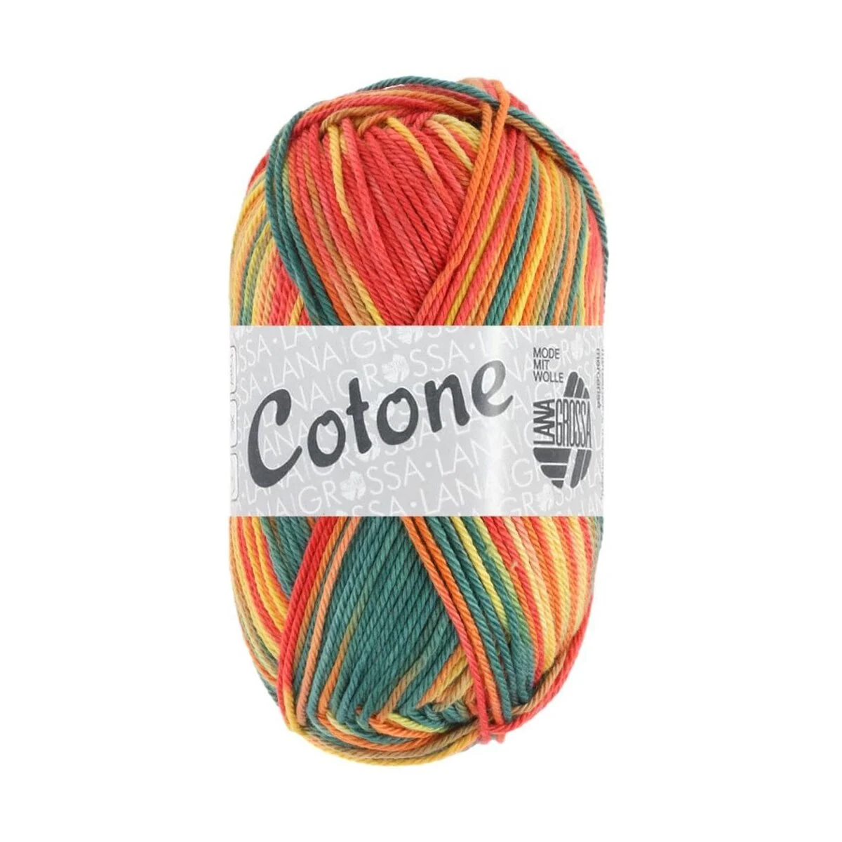 Lana Grossa - Cotone Print 0344 dunkelgrün rost gelb rot