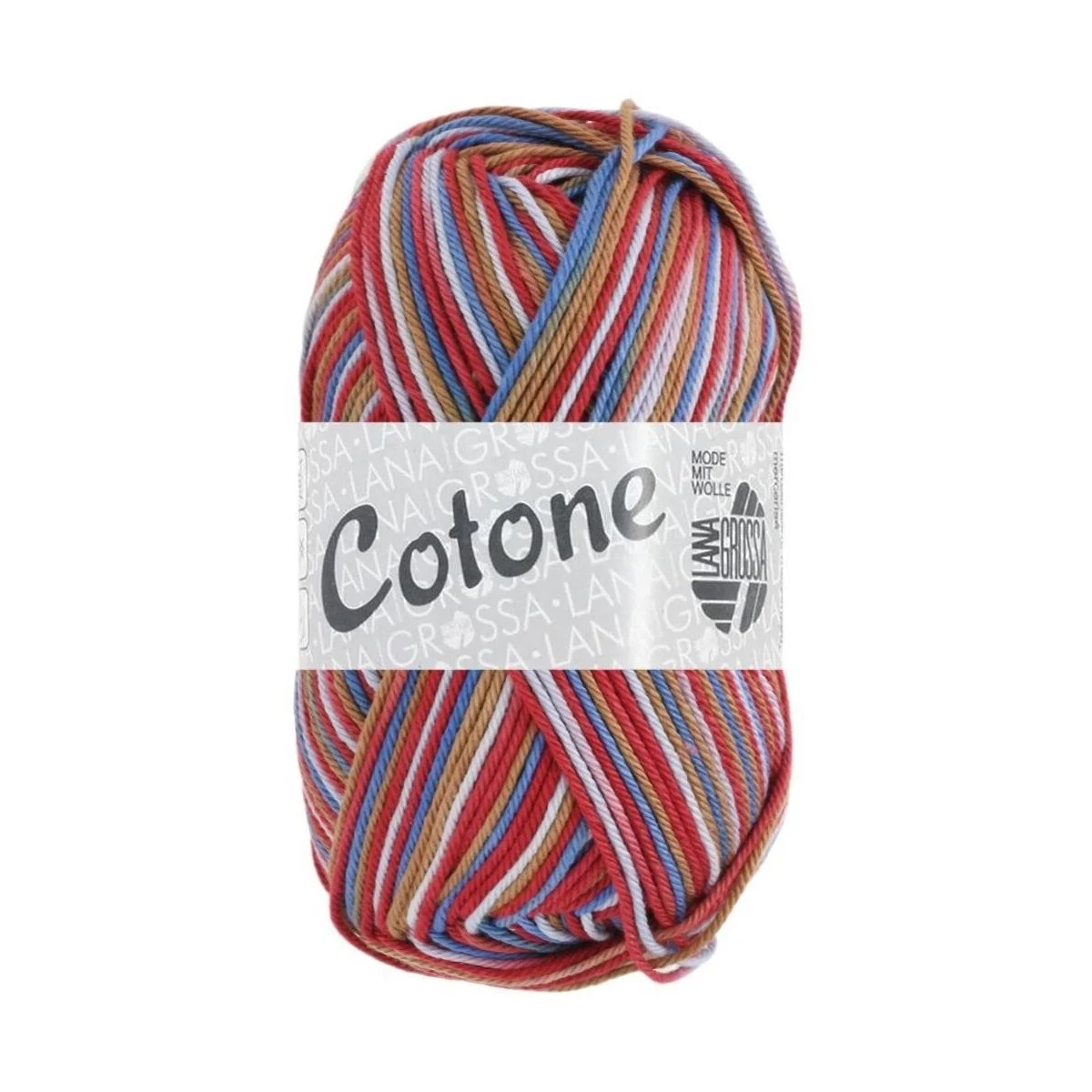 Lana Grossa - Cotone Print 0355 tomatenrot blau beige camel hellblau flieder