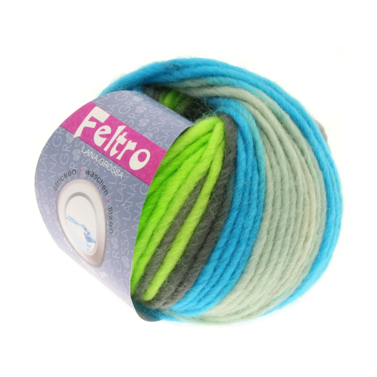 Lana Grossa - Feltro Print 0336 türkis gelbgrün grege schiefer