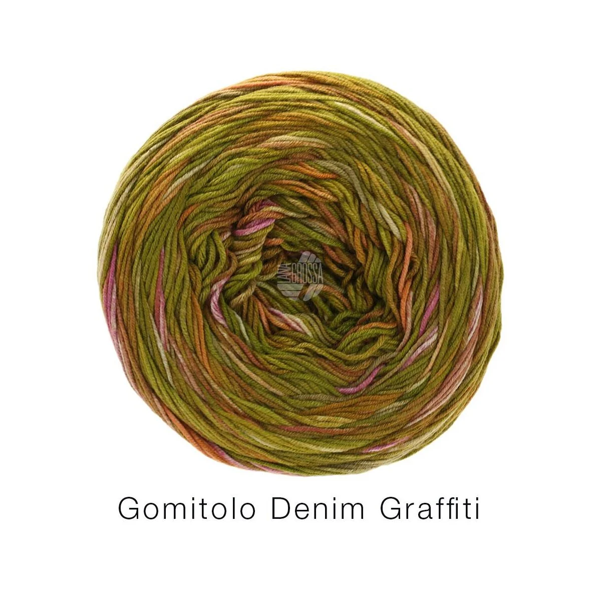 Lana Grossa - Gomitolo Denim Graffiti 0359 ocker oliv pink orange tonrot elfenbein