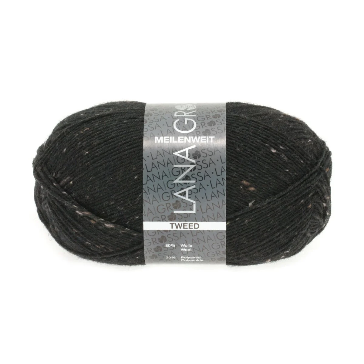 Lana Grossa - Meilenweit 100g Tweed 0126 schwarz tweed