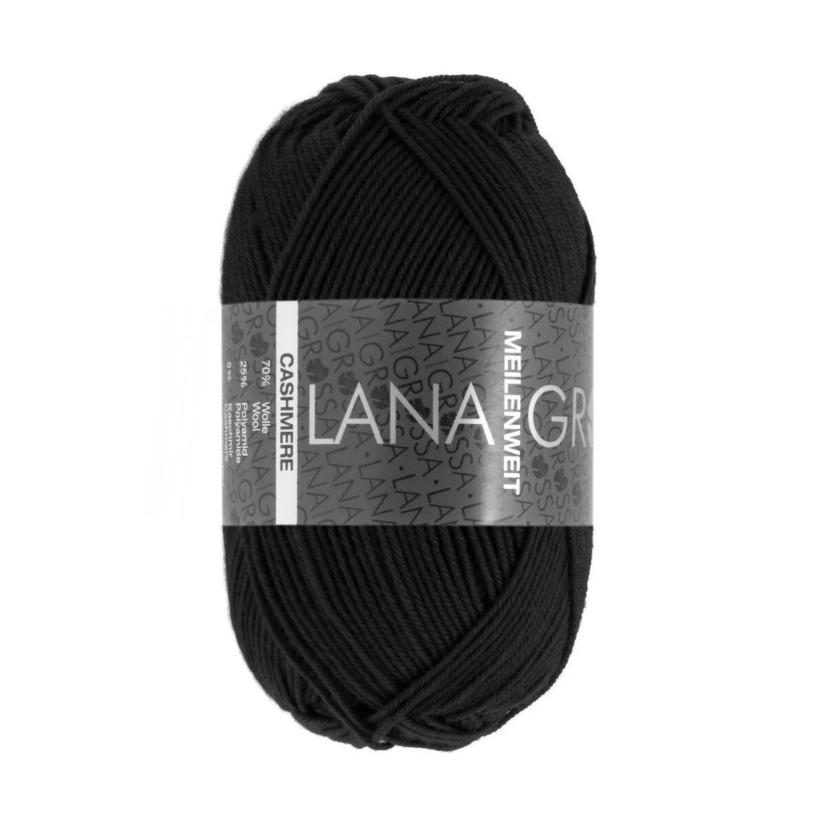 Lana Grossa - Meilenweit 4-fach 50g Cashmere 0008 schwarz