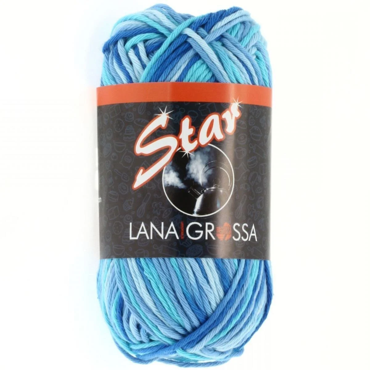 Lana Grossa - Star Print 0315 himmelblau enzianblau türkis hellgrau
