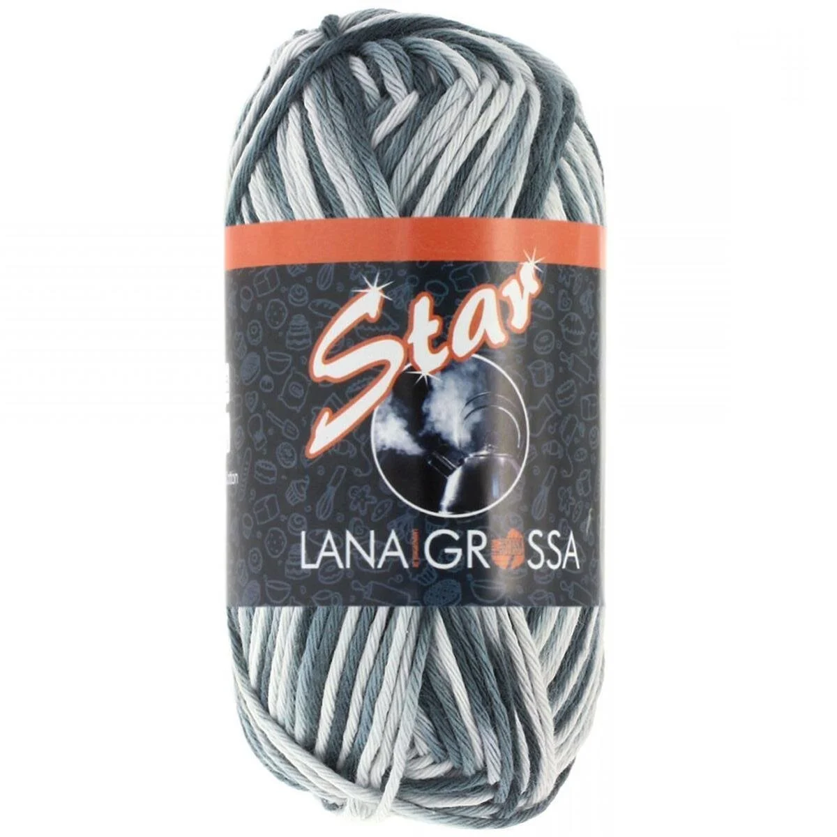 Lana Grossa - Star Print 0321 silbergrau hellgrau dunkelgrau anthrazit