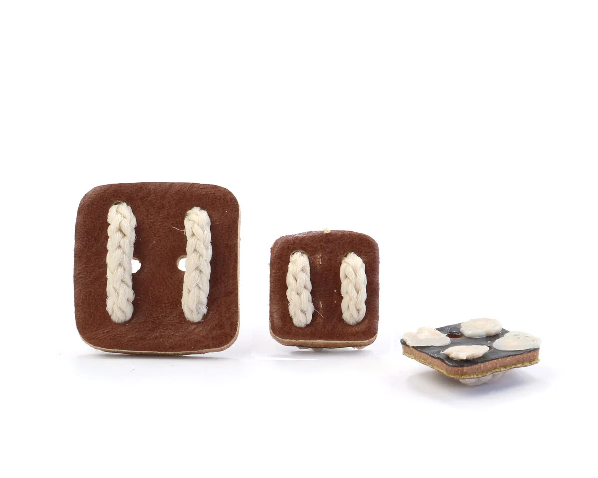 Lederknopf PALSTEK mit Kordel, echtes Leder, braun