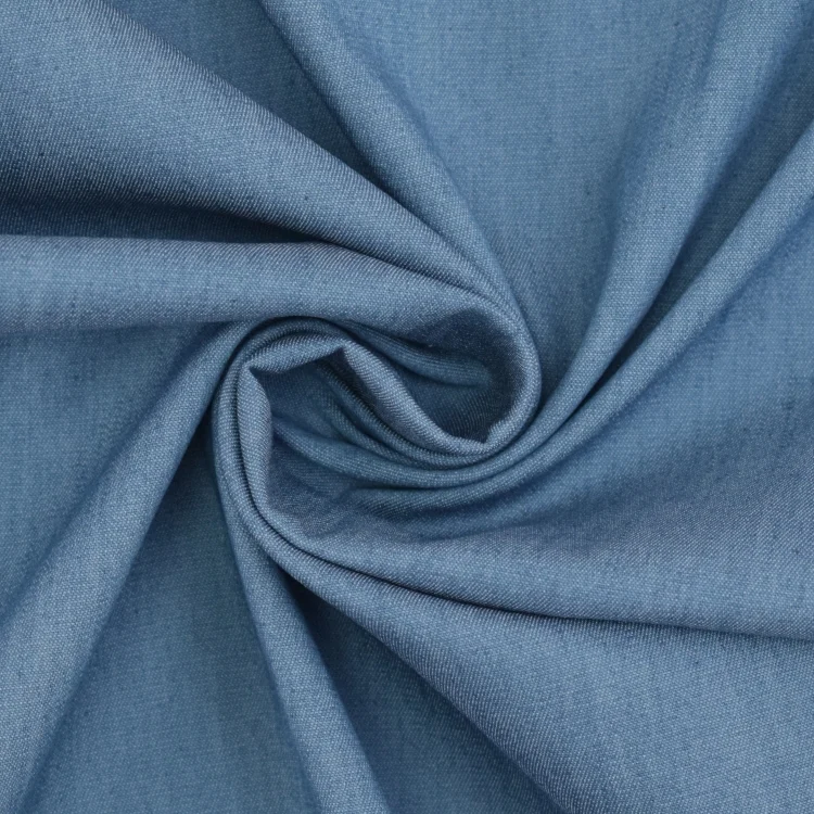 Leichter Stretch Chambray, mittelblau