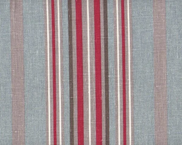 Leinen-Dekostoff BOISSELET, Streifen, taubenblau-pastellrot