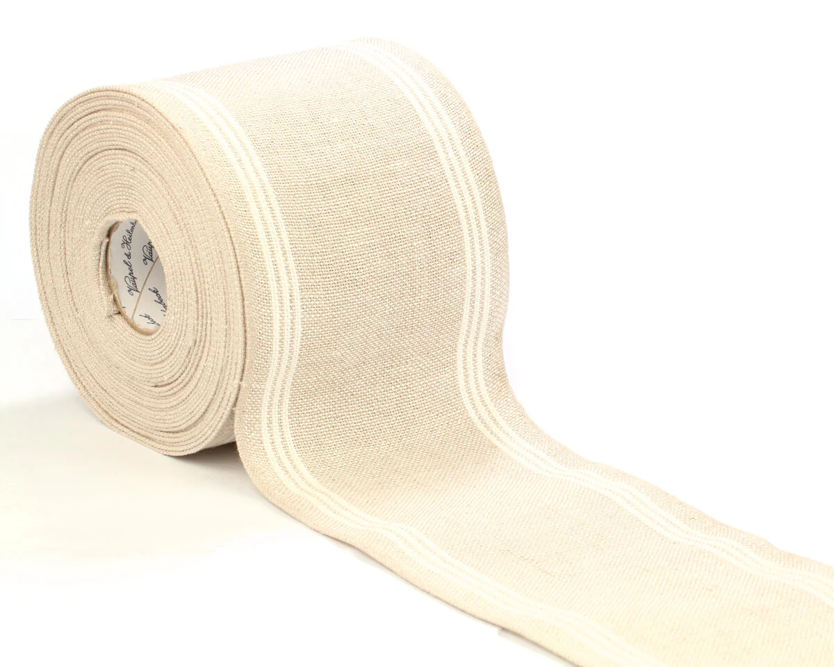 Leinenschlauch zum Besticken, Streifen, 10 cm breit, beige-wollweiß, Vaupel & Heilenbeck