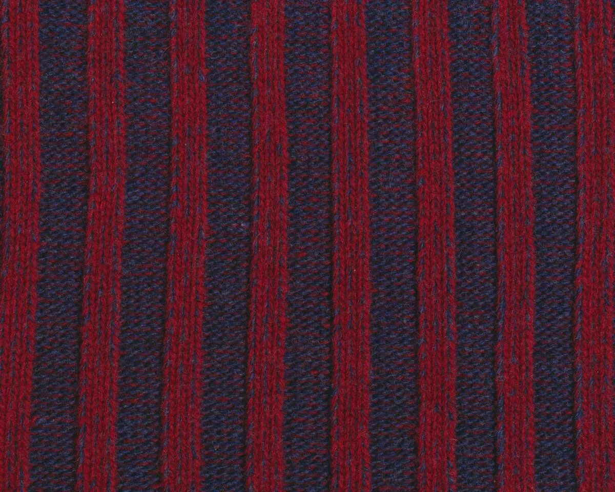 Merino-Wollstrickstoff RIPPE BREIT, dunkelrot-blau, Toptex