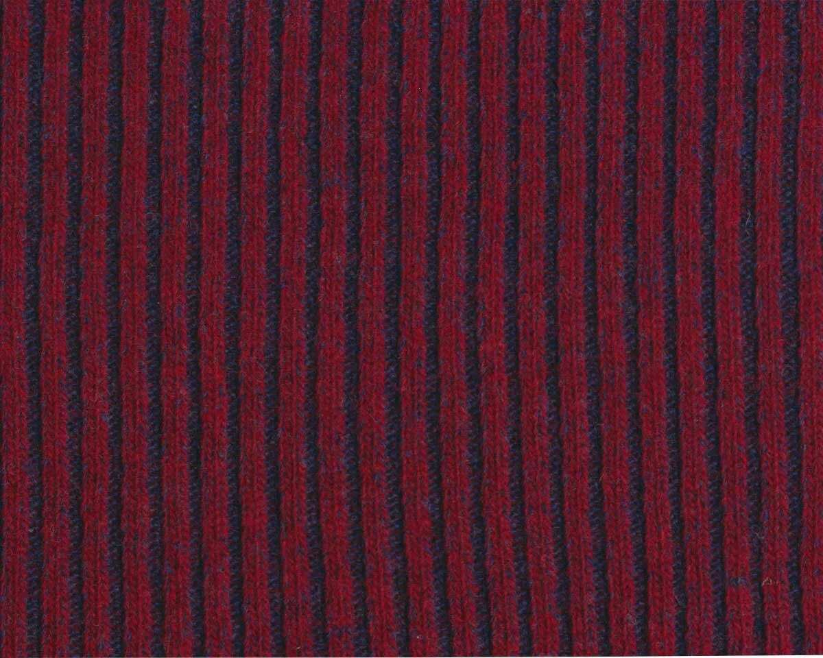 Merino-Wollstrickstoff RIPPE, dunkelrot-blau, Toptex