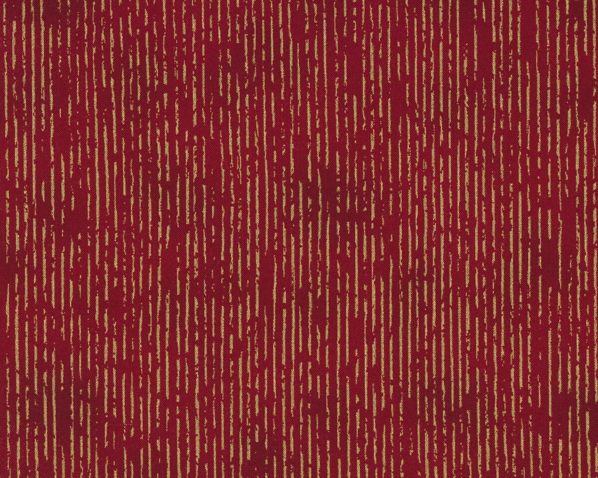 Metallic-Patchworkstoff CHRISTMAS IS NEAR, Streifen, weinrot-gold