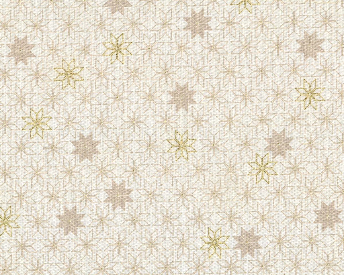 Metallic-Patchworkstoff CHRISTMAS IS NEAR, Weihnachtssterne, creme-gold