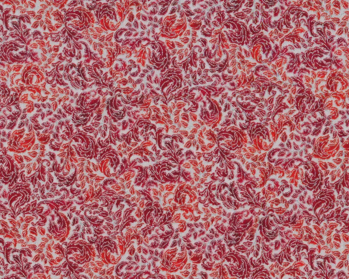 Metallic-Patchworkstoff FUSIONS REGENT, Blattranken, rot, Robert Kaufman
