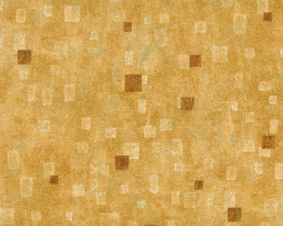 Metallic-Patchworkstoff GUSTAV KLIMT, Der Lebensbaum, Mosaik, goldgelb