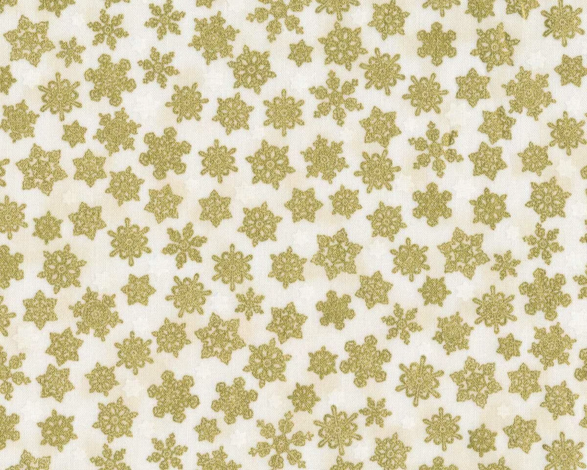 Metallic-Patchworkstoff HOLIDAY CHARMS, Schneeflocken, weiß-gold, Robert Kaufman