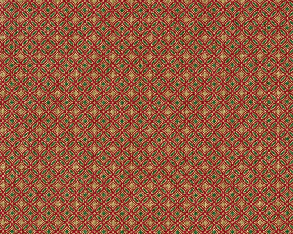 Metallic-Patchworkstoff HOLIDAY FLOURISH, Ornamente, rot-gold, Robert Kaufman