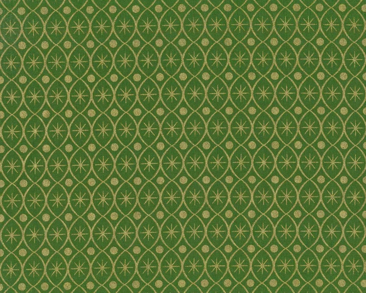 Metallic-Patchworkstoff HOLIDAY FLOURISH, Stern-Ornamente, grün-gold, Robert Kaufman