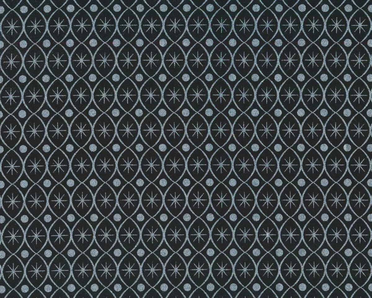 Metallic-Patchworkstoff HOLIDAY FLOURISH, Stern-Ornamente, schwarz-silber, Robert Kaufman
