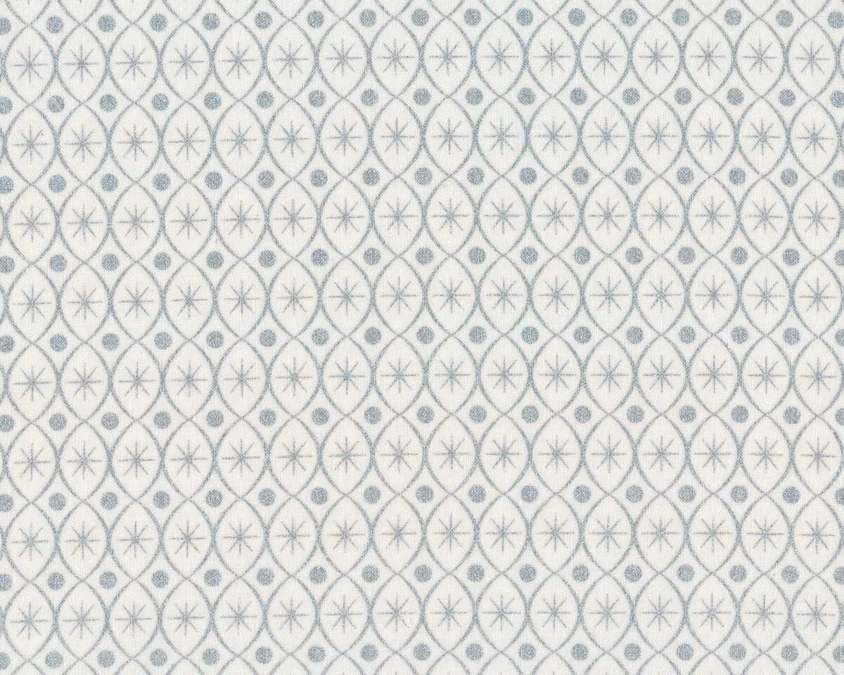 Metallic-Patchworkstoff HOLIDAY FLOURISH, Stern-Ornamente, weiß-silber, Robert Kaufman