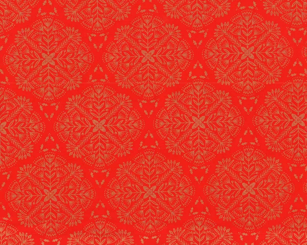 Metallic-Patchworkstoff HOLIDAY SPARKLE, Medallions, rot-gold, Benartex