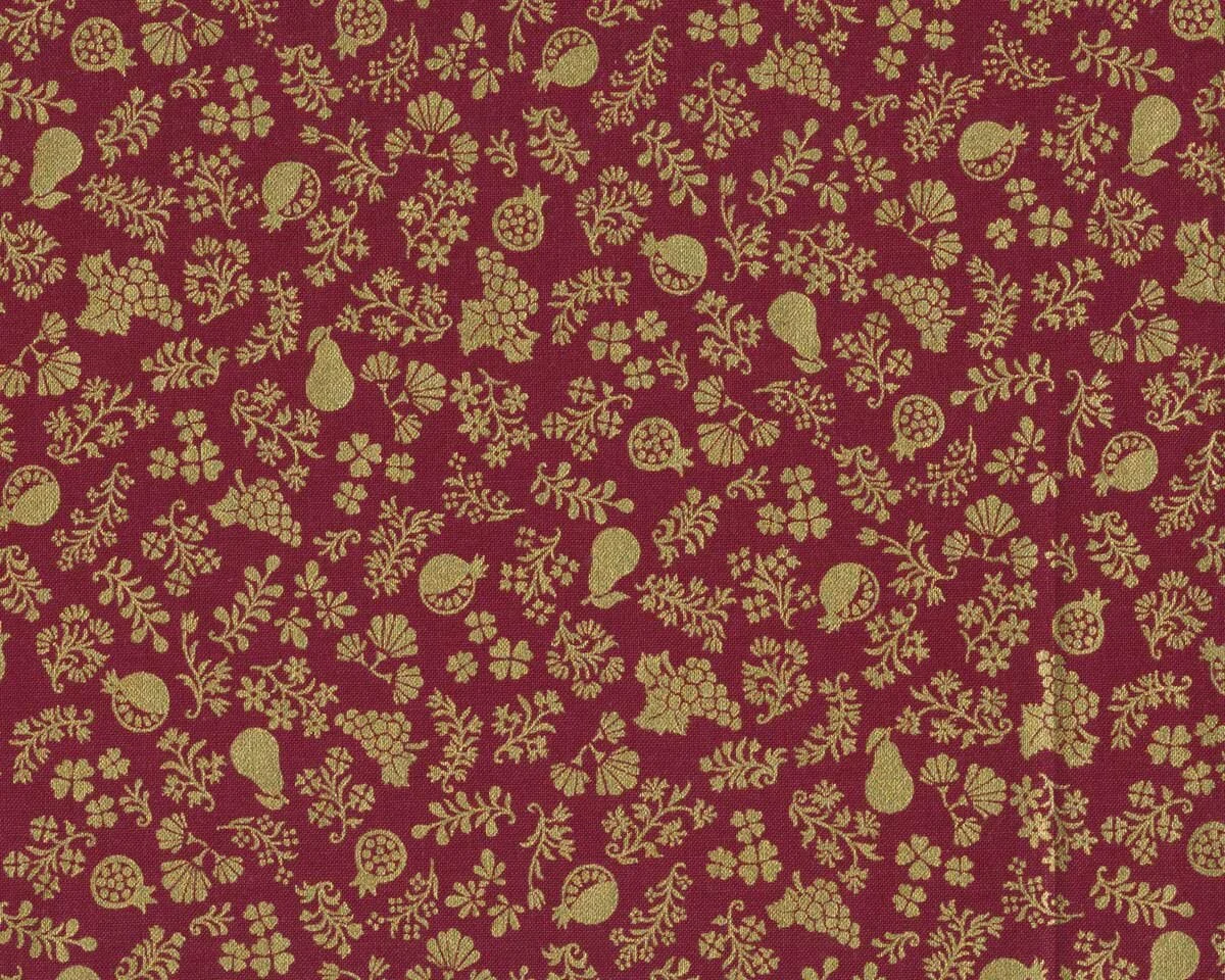 Metallic-Patchworkstoff NATURE'S HARVEST, Früchte, dunkelrot-gold, Robert Kaufmann
