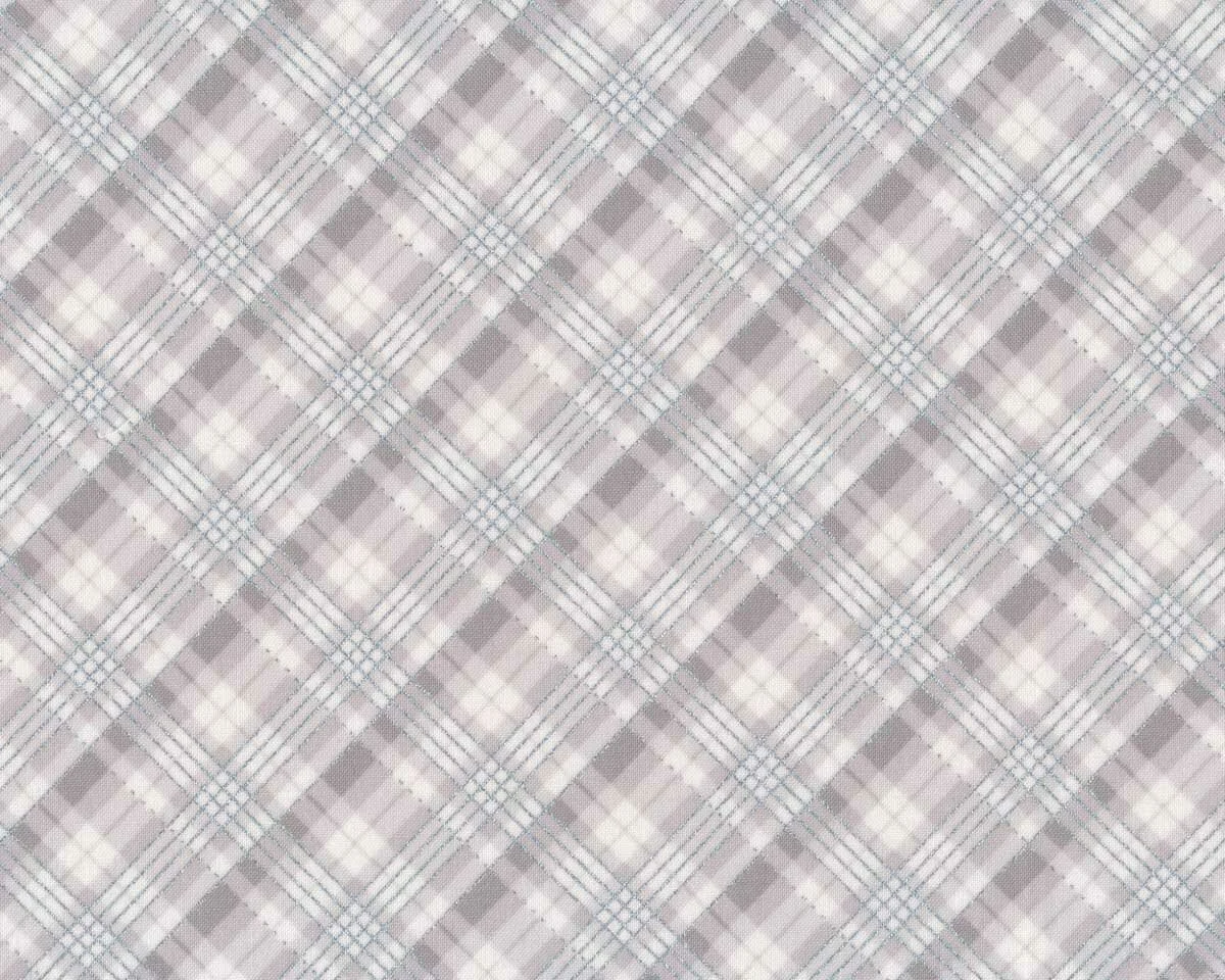 Metallic-Patchworkstoff WINTER'S GRANDEUR, Karo, weiß-silber, Robert Kaufman