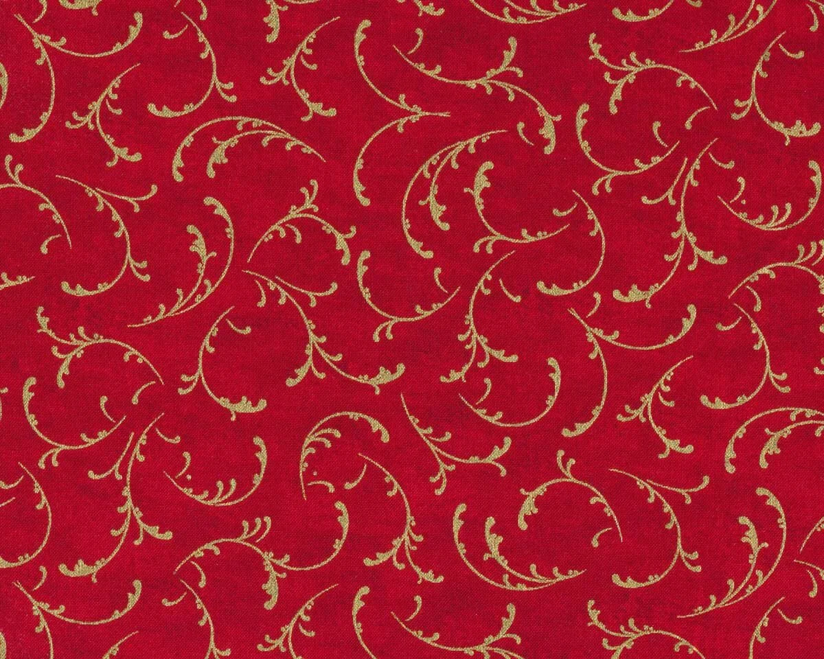 Metallic-Patchworkstoff WINTER'S GRANDEUR, Ranken, rot-gold, Robert Kaufman