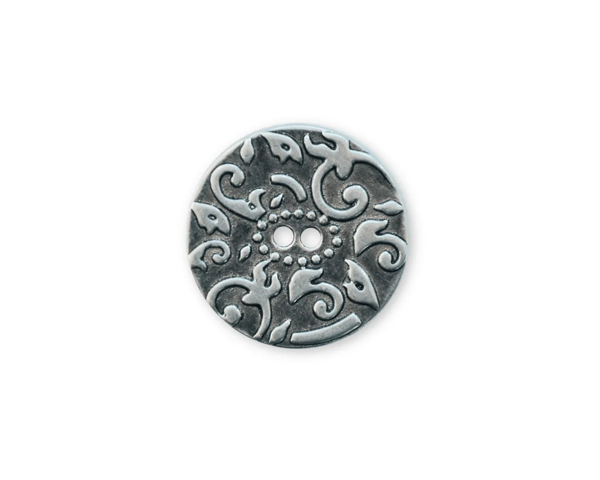 Metallknopf BAROCK, Ornamente, 15 & 20 mm, altsilber, Dill Knopf