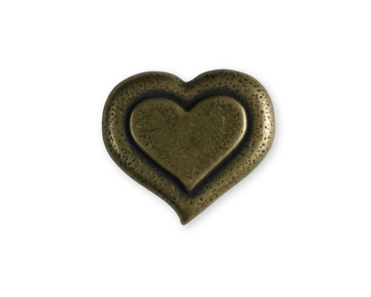 Metallknopf HEART, Herz, 25 mm, altmessing Dill Knopf