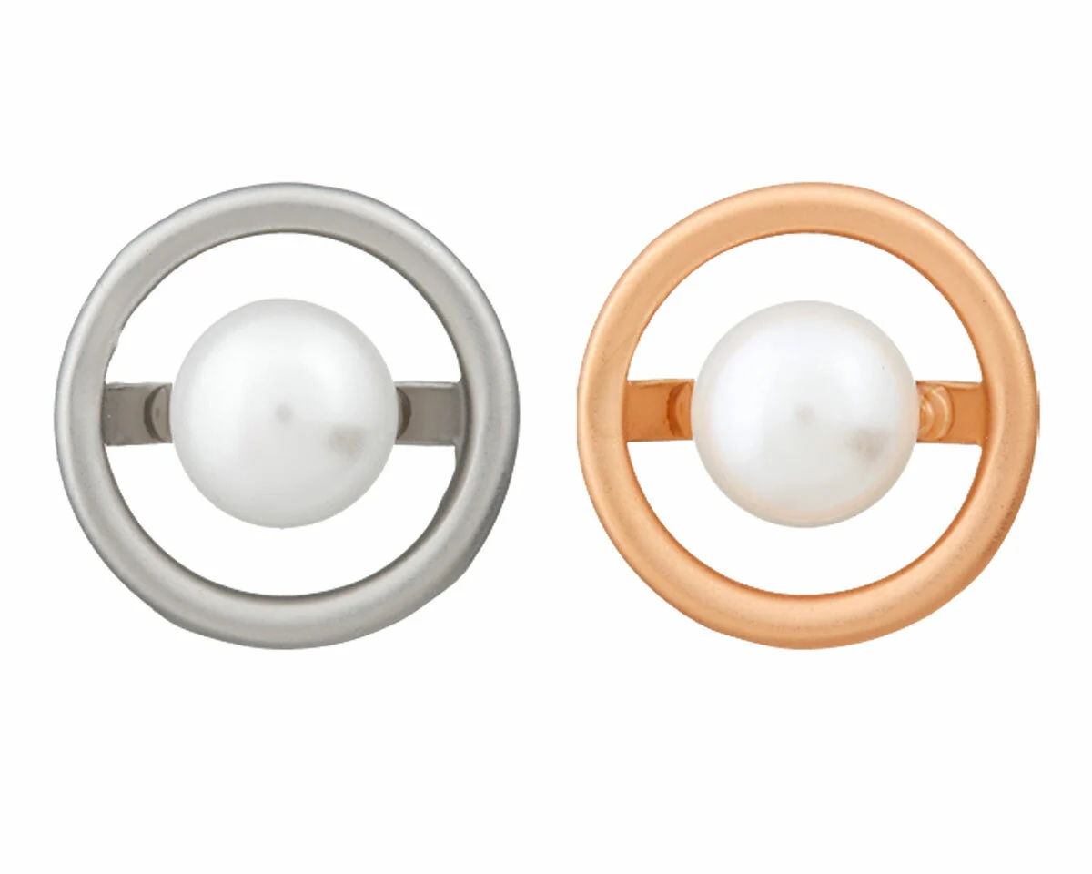 Metallknopf Ring mit Perle, silber und gold, Union Knopf