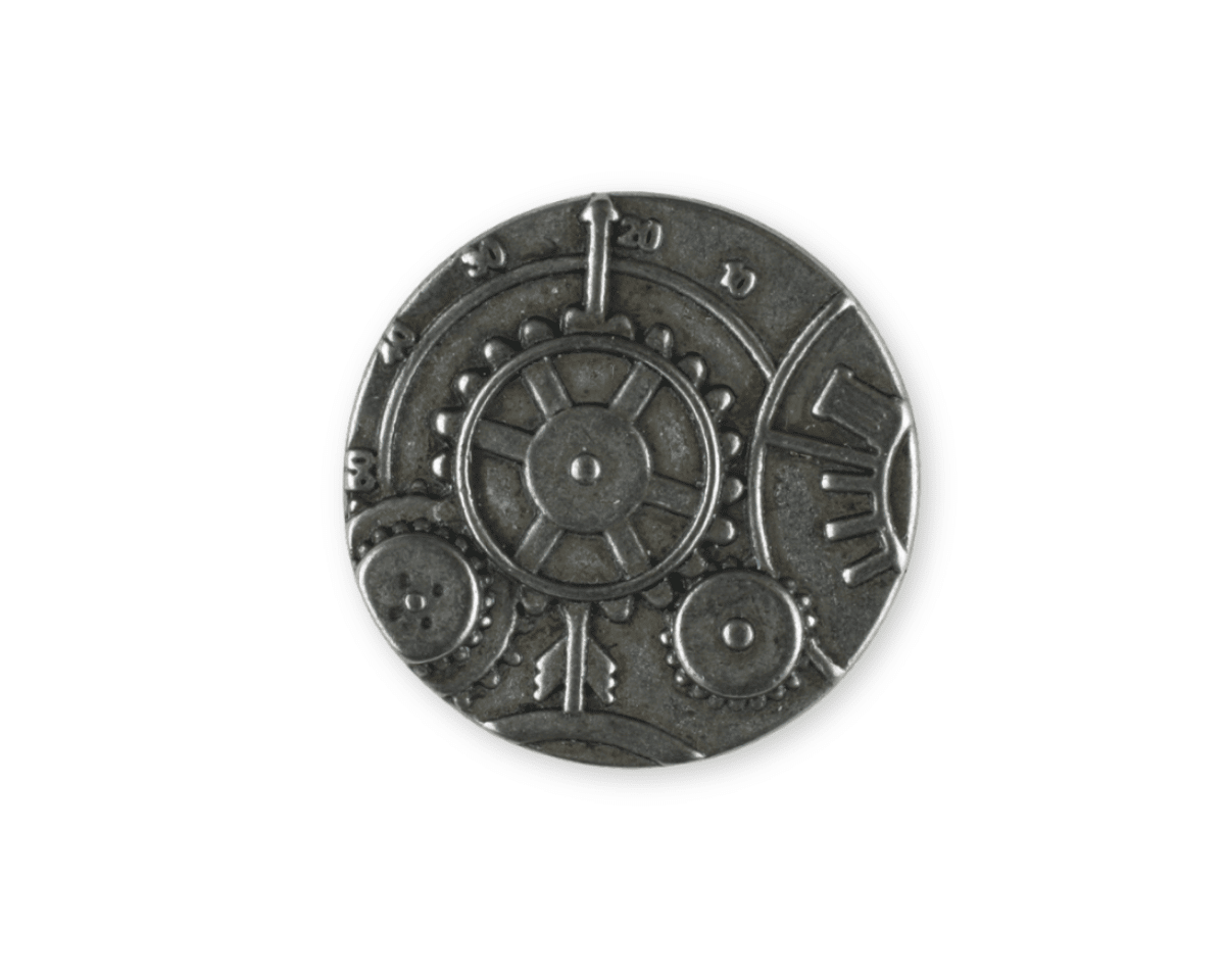 Metallknopf STEAMPUNK, Zahnrad, 23 & 30 mm, altsilber, Dill Knopf