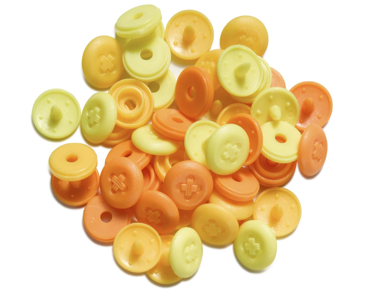 Mix gelbe Druckknöpfe Color Snaps MINI in Annähoptik, Prym Love