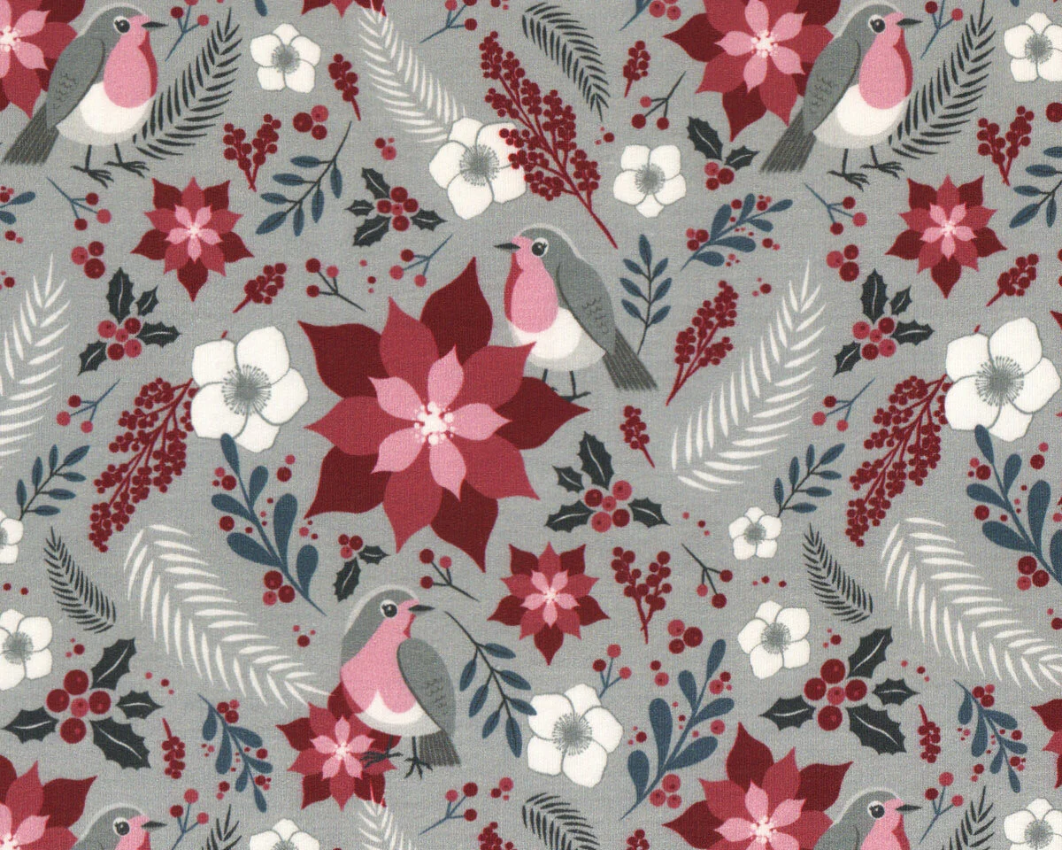 Modalsweat CHARMING SEASON, Spatzen & Blumen, dunkelrot, Lycklig Design