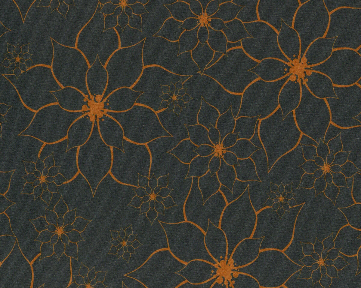 Modalsweat GRATEFUL BLOOM, Blüten, ocker, Lycklig Design